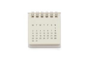 Paper mini desk calendar isolated on white background. 31 days Calendar has no months and no years. Copy space and Clipping path. photo