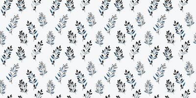 Seamless pattern with abstract tiny branches, little flowers buds. Creative small floral stems with drops, dots, spots print. hand drawing. Simple ornament for textile, fabric, surface design vector