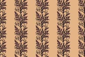 Botanical branches with leaves and berries abstract seamless pattern illustration. Repeating tree plant print in pastel brown colors background. Graphic design for Wallpaper Print Cover Textile vector