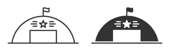 Military-style dome icon with a star and flag design, outline style. vector