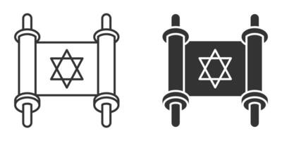 Torah scroll icon with Star of David, illustration. vector