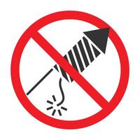 No fireworks sign with a red prohibition circle. vector