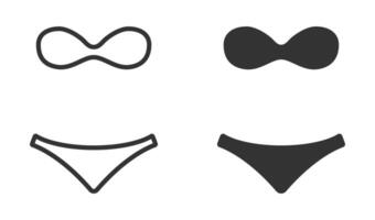 Minimalist bikini icon with top and bottom variations in black. vector