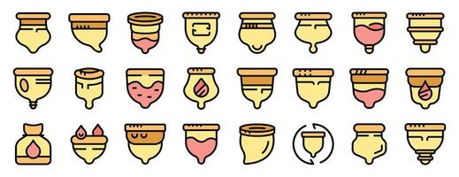Various menstrual cups with different designs and colors vector