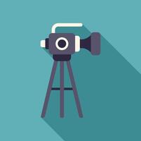 Professional camera on tripod recording a scene vector