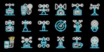 Neon icons illustrating various weather instruments vector