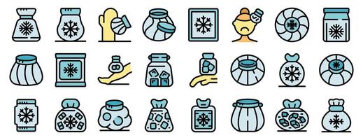 Collection of winter themed ice cube icons in various styles vector