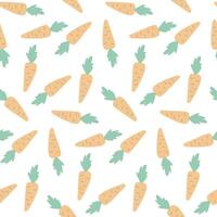 Seamless Carrot Pattern with Green Tops on White Background for Kids, Farm Themes, and Creative Projects vector
