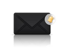 Black envelope isolated on background. Realistic cartoon mockup. vector