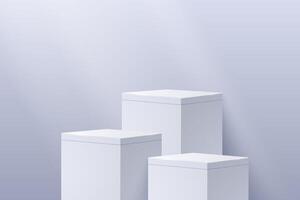 Cube blocks scene in 3d minimalistic style on light background. Showcase, display mockup for products. vector