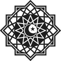 Islamic Silhouette Geometric Pattern with Crescent Moon and Star vector