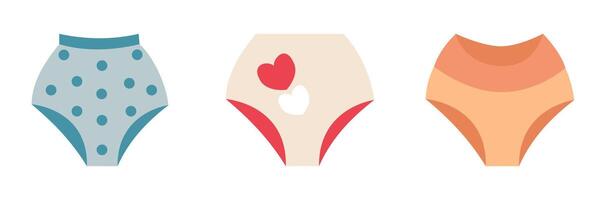 Three unique pairs of womens underwear depicted in style. vector