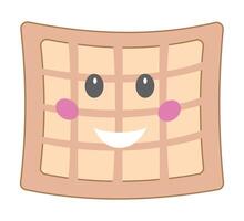 A cheerful waffle character with happy facial features vector