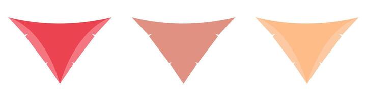 Three triangles in varying colors for design applications. vector