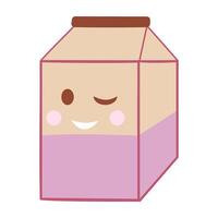 Colorful milk carton displays a smiling face with a wink. vector