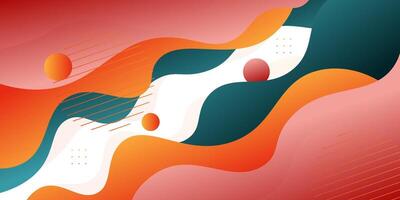 Geometric business banner design in pink, orange and green. Creative banner design with wave and line shapes as template. Simple design on white horizontal banner. Eps10 vector