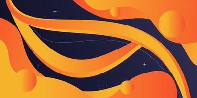 Colorful geometric wave 3D background. Dark elements with orange fluid gradient pattern. Dynamic shapes composition. eps10 vector