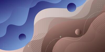 Brown and blue geometric business banner design. Creative banner design with wave and line shapes as template. Simple design on bright horizontal banner. Eps10 vector