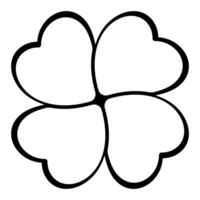 Four leaf clover silhouette symbol icon shape, black and white illustration of four leaf cloverleaf, isolated on white background vector