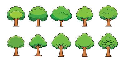 cartoon trees set of different types of trees vector