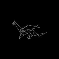 Dragon Polygonal Lines, can use for Logo, Pictogram, Mythology Creature Figure, Website, Apps, or Graphic Design Element. BW and Editable. vector