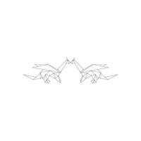 Pair Dragon Polygonal Lines, can use for Logo, Pictogram, Mythology Creature Figure, Website, Apps, or Graphic Design Element. BW and Flat Style. vector