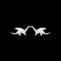 Pair Dragon Shape Inspired by Origami Form, can use for Logo, Pictogram, Mythology Creature Figure, Website, Apps, or Graphic Design Element. vector