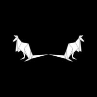 Pair Kangaroo Shape Inspired by Origami Form, can use for Logo, Pictogram, Animal Figure, Website, Apps, or Graphic Design Element. BW and Editable. vector