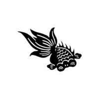 Silhouette of the Gold Fish, Oriental Style, can use for Ornate, Decoration, Logo Gram, Pictogram or Graphic Design Element. BW and Editable. vector