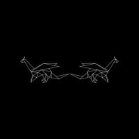 Pair Dragon Polygonal Lines, can use for Logo, Pictogram, Mythology Creature Figure, Website, Apps, or Graphic Design Element. vector