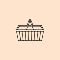 basket store object logo symbol illustration design, line art style vector