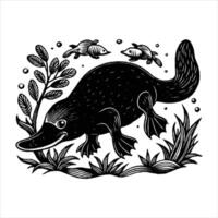 Cartoon cute little Platypus on white background vector