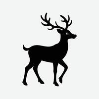Black and White Deer Silhouettes art vector