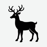 Simple Black Silhouette of a Deer with Antlers vector