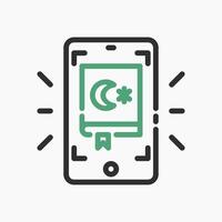 Design Illustration graphic of Mobile Quran icon with line style. Suitable for UI, mobile design, web design, etc. vector