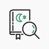 Design Illustration graphic of search for surah Al Quran icon with line style. Suitable for UI, mobile design, web design, etc. vector