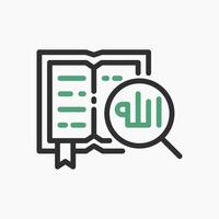 Design Illustration graphic of search for Al Quran verses icon with line style. Suitable for UI, mobile design, web design, etc. vector