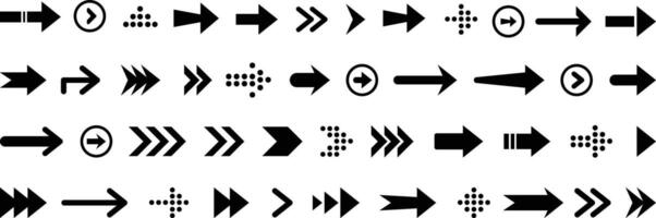 Arrow icon set. Arrow. Cursor. Collection different arrow signs. Black arrows icons. Different cursor arrow direction symbols in flat style. Black arrow icon vector