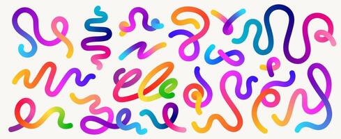 Color wavy shapes. Abstract dynamic line organic figures with gradient color, trendy wave fluid ribbon and curve waving elements for poster design. collection vector