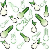 a bunch of onions and carrots are shown in a pattern vector