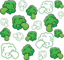 a set of broccoli and other vegetables on a white background vector