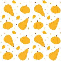 Cute autumn season seamless pattern with pumpkins and leaves. Fall seamless pattern. Perfect for textile, wrapping paper, fabric vector