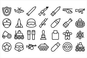 outline set of war military army line icons vector