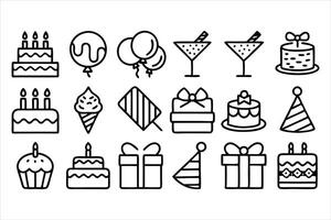Party Time Outline Icons vector