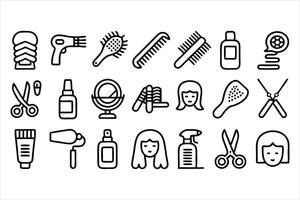 set of 30 outline icons related to stress linear vector