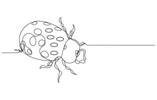 continuous line of adorable ladybug vector
