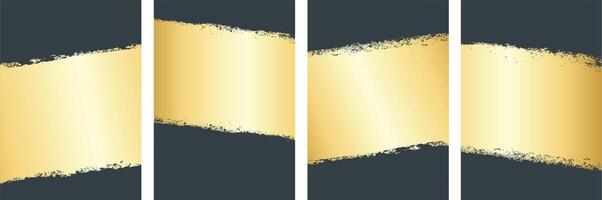 Gold on dark themed Grunge art Brochure cover template design set vector