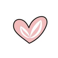 Eco-friendly heart doodle and flat illustration with leaf symbol vector