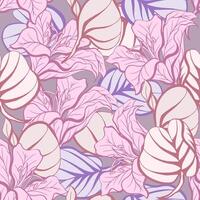 Soft pink color bauhinia flower and leaf seamless pattern vector