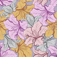 Seamless pattern of Bauhinia flower with combination of soft colors vector